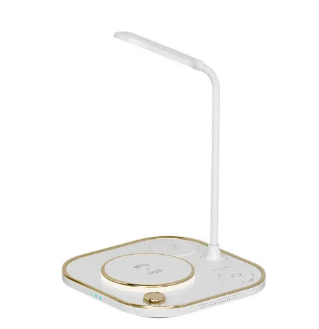 Three-in-one wireless magnetic charger with 15W fast charging and optional desk lamp in black, green, or white