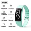 Waterproof vibration alarm electronic watch with LED display on silicone strap