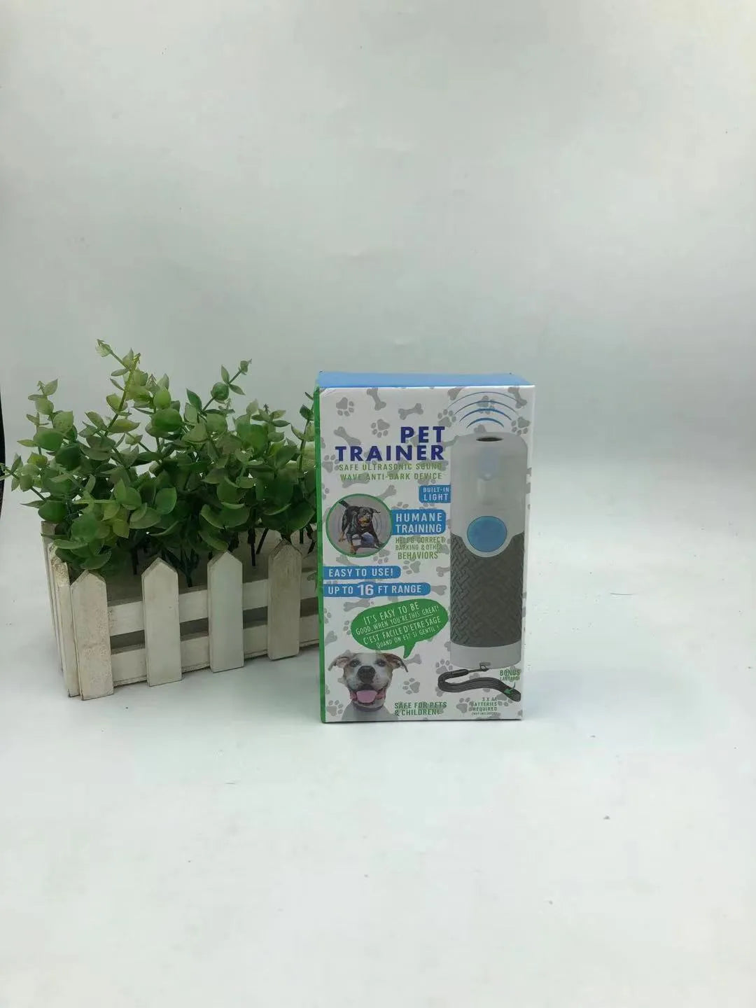 White ABS plastic ultrasonic dog trainer handheld device for bark control