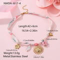 Stainless steel necklace with geometric sun pendant on adjustable 41-50cm chain, 18K electroplated finish
