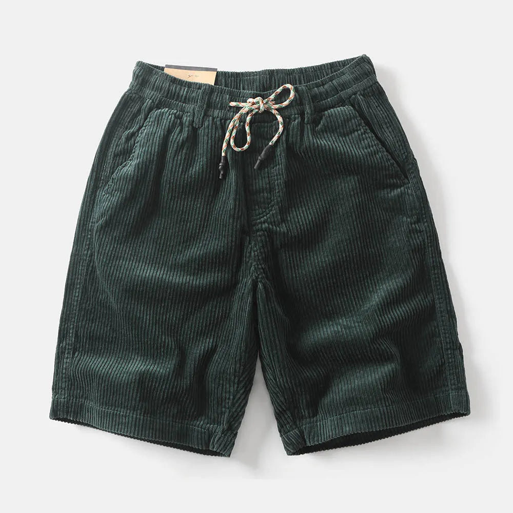 Men's khaki straight-leg cargo shorts with cargo pockets on a white background