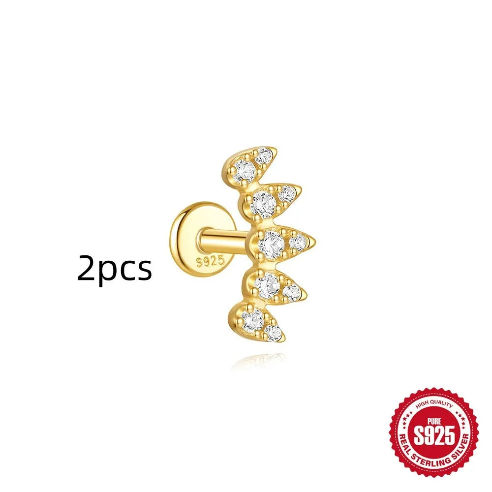 S925 sterling silver geometric kite-shaped earring with rhinestone chain tassel in a gold colour finish.
