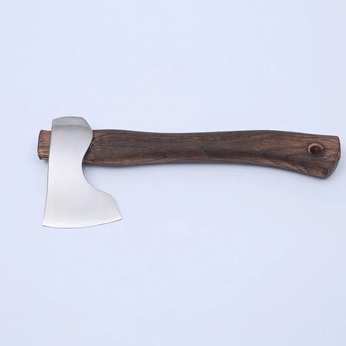 Camping axe with wooden handle and high carbon steel head for outdoor wood chopping