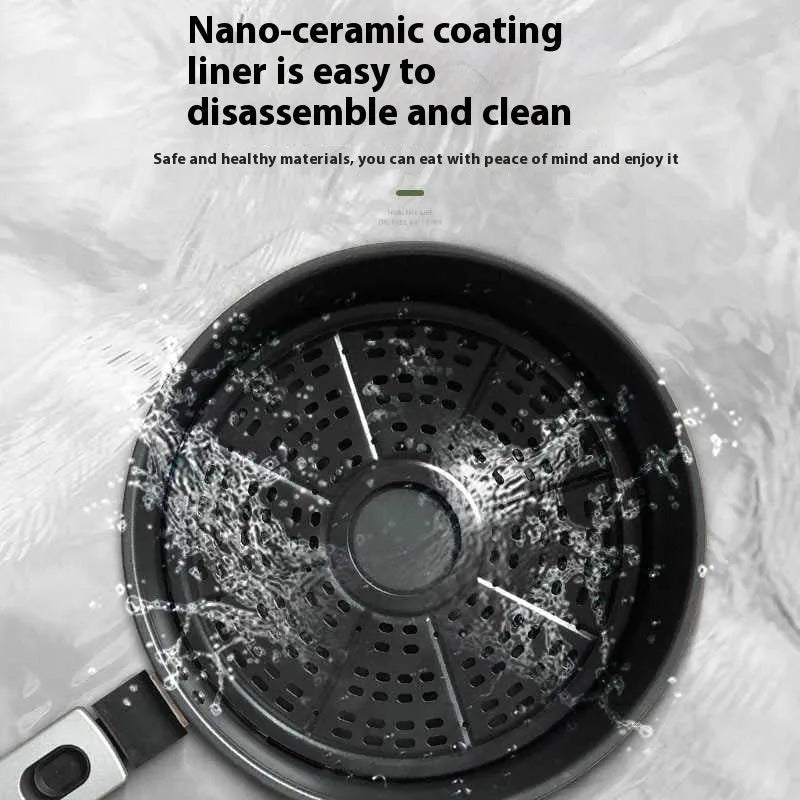 8-litre mechanical button air fryer oven with visible window and nano-ceramic coating