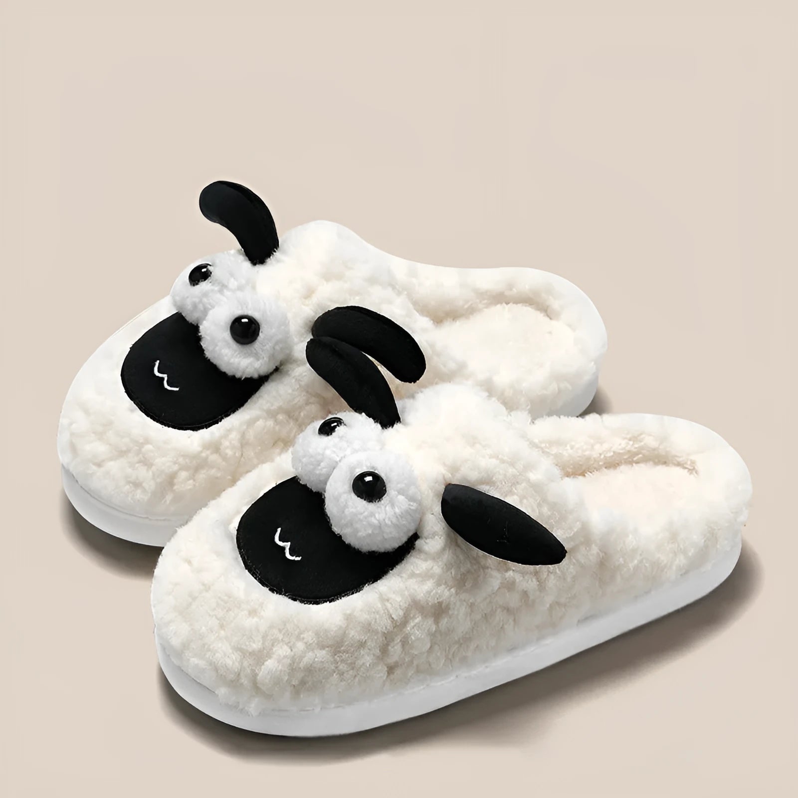 Brown suede slip-on slippers with PVC sole and thermal cotton lining