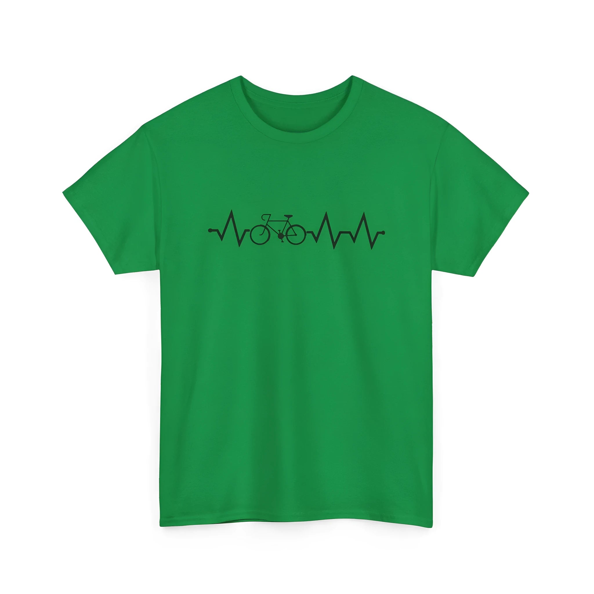 Green women's cotton short-sleeve T-shirt with a printed letter design on the front.
