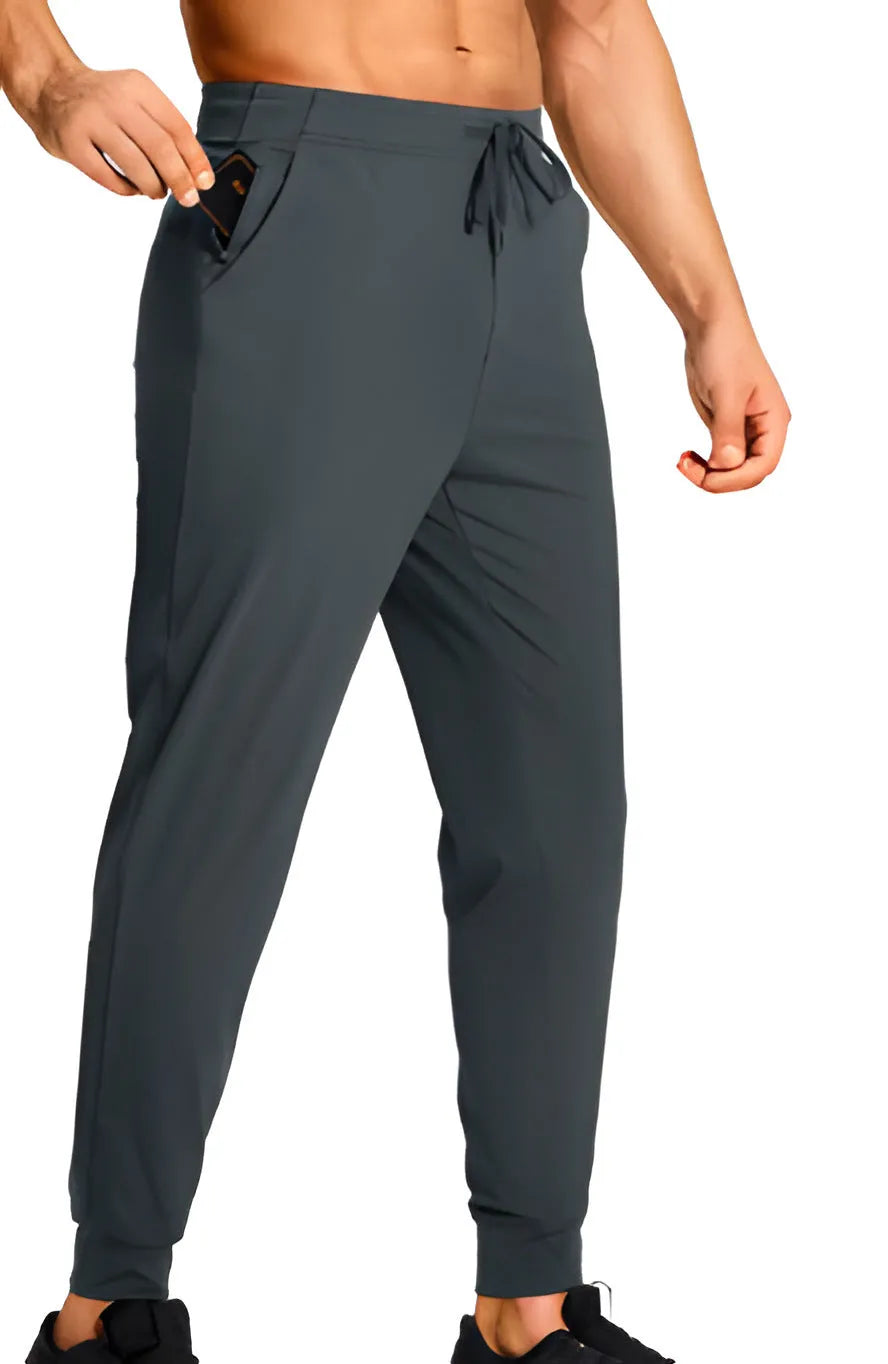 Men's loose fit casual polyester trousers in solid colour available in multiple sizes