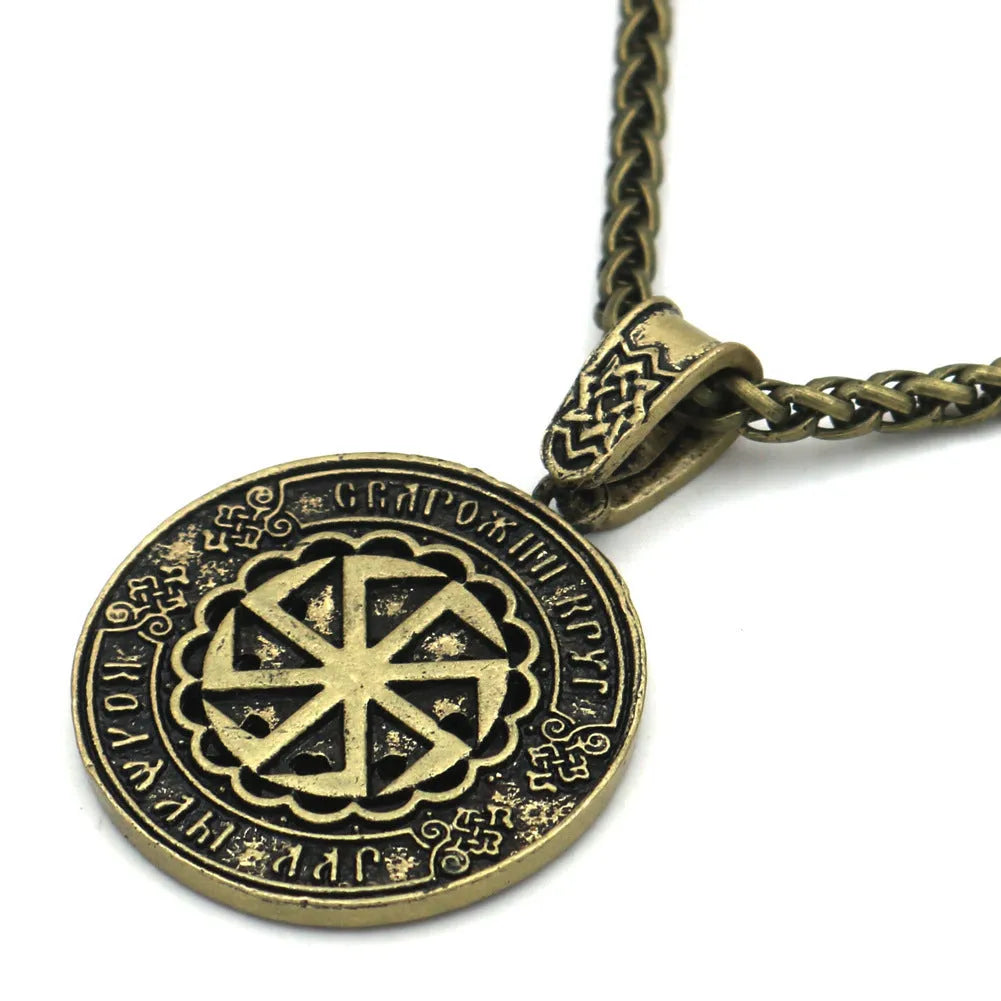 Lunavin ODing text pendant necklace with antique silver chain and leather rope options on display