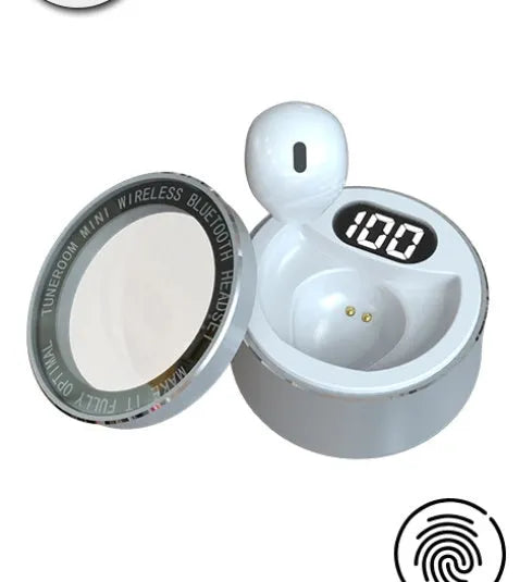 Invisible mini wireless Bluetooth earpiece with 9mm diameter in skin tone, white, or pink colours