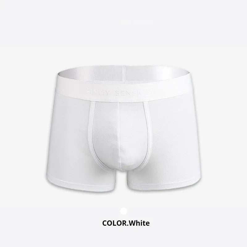 Men's solid colour cotton boxer shorts in black, white, silver grey, and light green