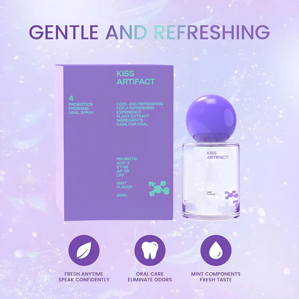 Portable 20ml probiotic oral spray bottle for hydration and body care.