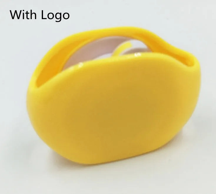 Automatic push-button earphone cable winder reel in assorted colours on a white background.