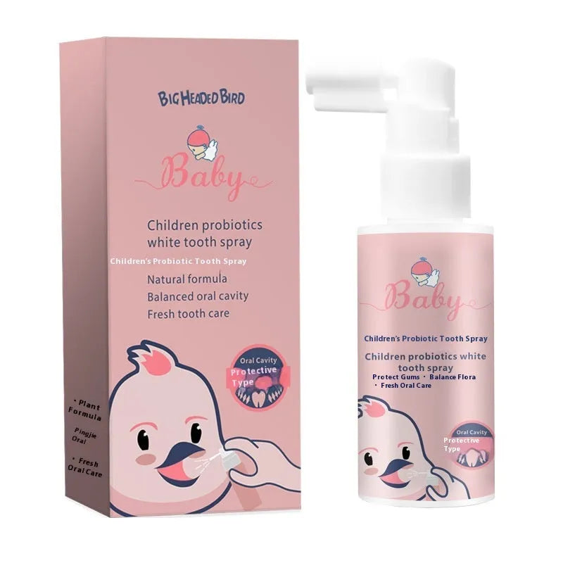 Children's probiotics teeth cleaning spray bottle 40ml with orange and strawberry flavour options