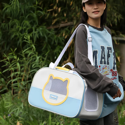 Foldable cat backpack carrier in Oxford cloth with breathable design and 15 Jin capacity