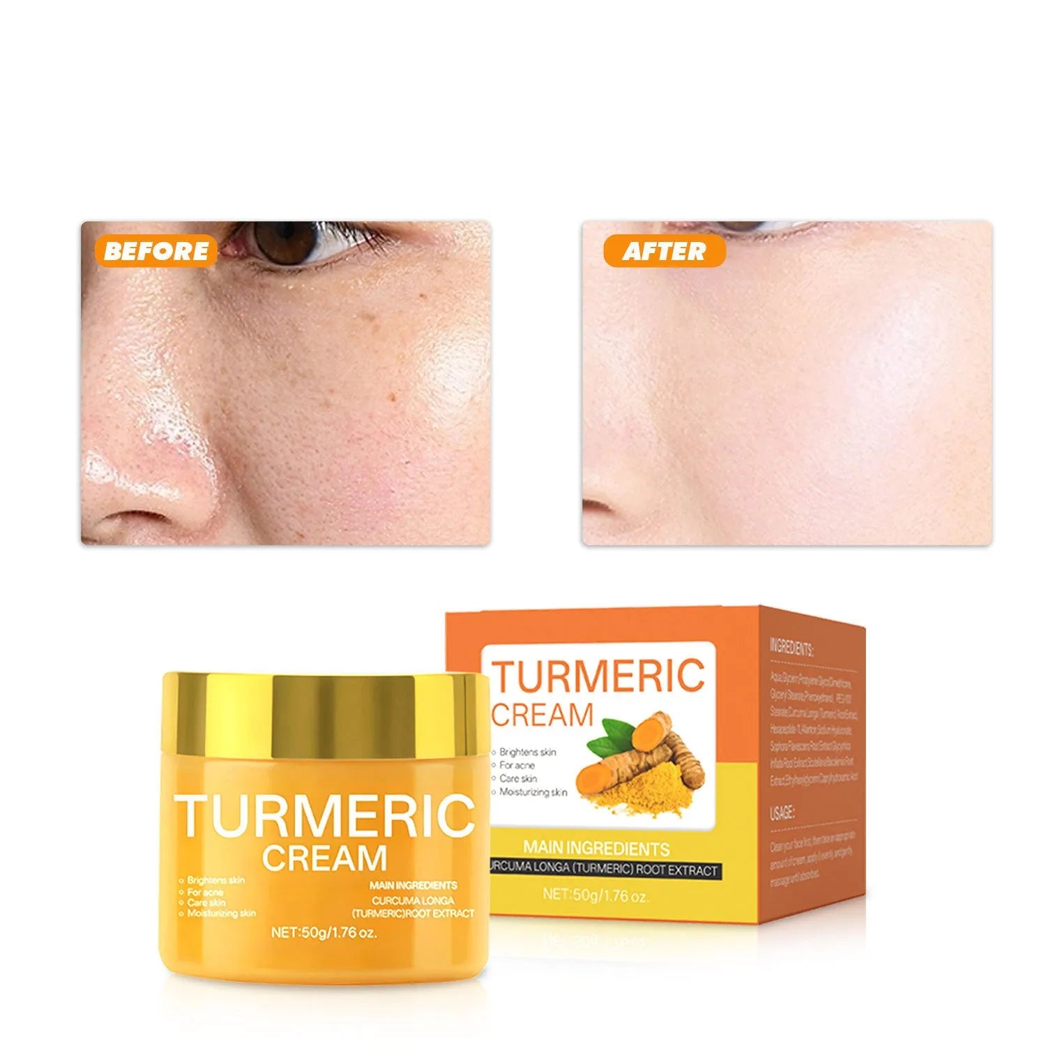 50g moisturising cream jar for brightening and hydrating skin, 53mm compact size with applicator
