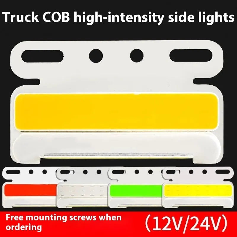 Waterproof COB LED truck side light for 12V and 24V commercial vehicles in aluminium alloy housing