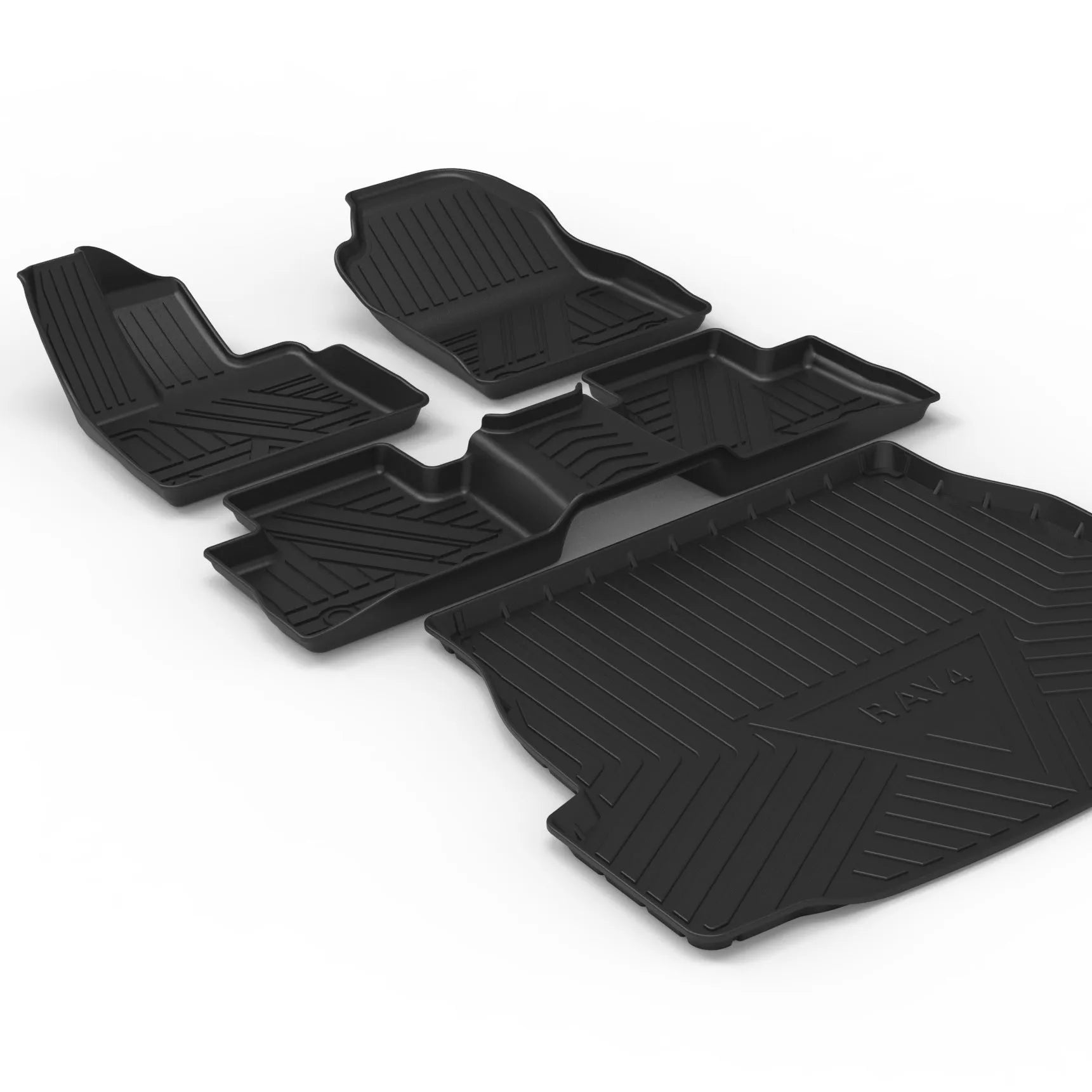 Black car boot liner with carbon fibre pattern, TPE tailgate protection pad
