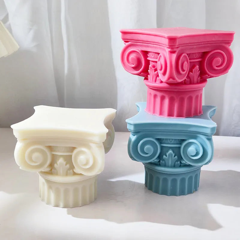 Roman pillar silicone mould for candle making and crafts with irregular column design