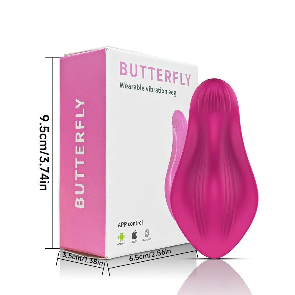 Rose red wearable female massager with silicone body and USB charging port