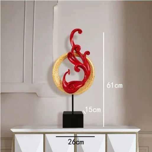European style synthetic resin phoenix ornament in rose gold, silver, or red colour.