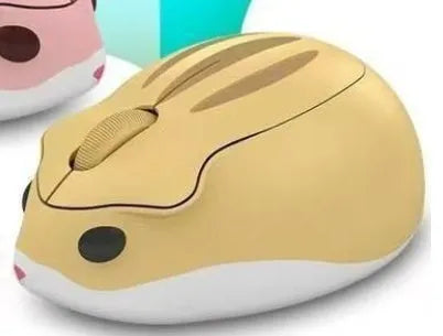 Hamster wireless mute mouse model 109E in yellow pink and gray colors with compact Bluetooth design