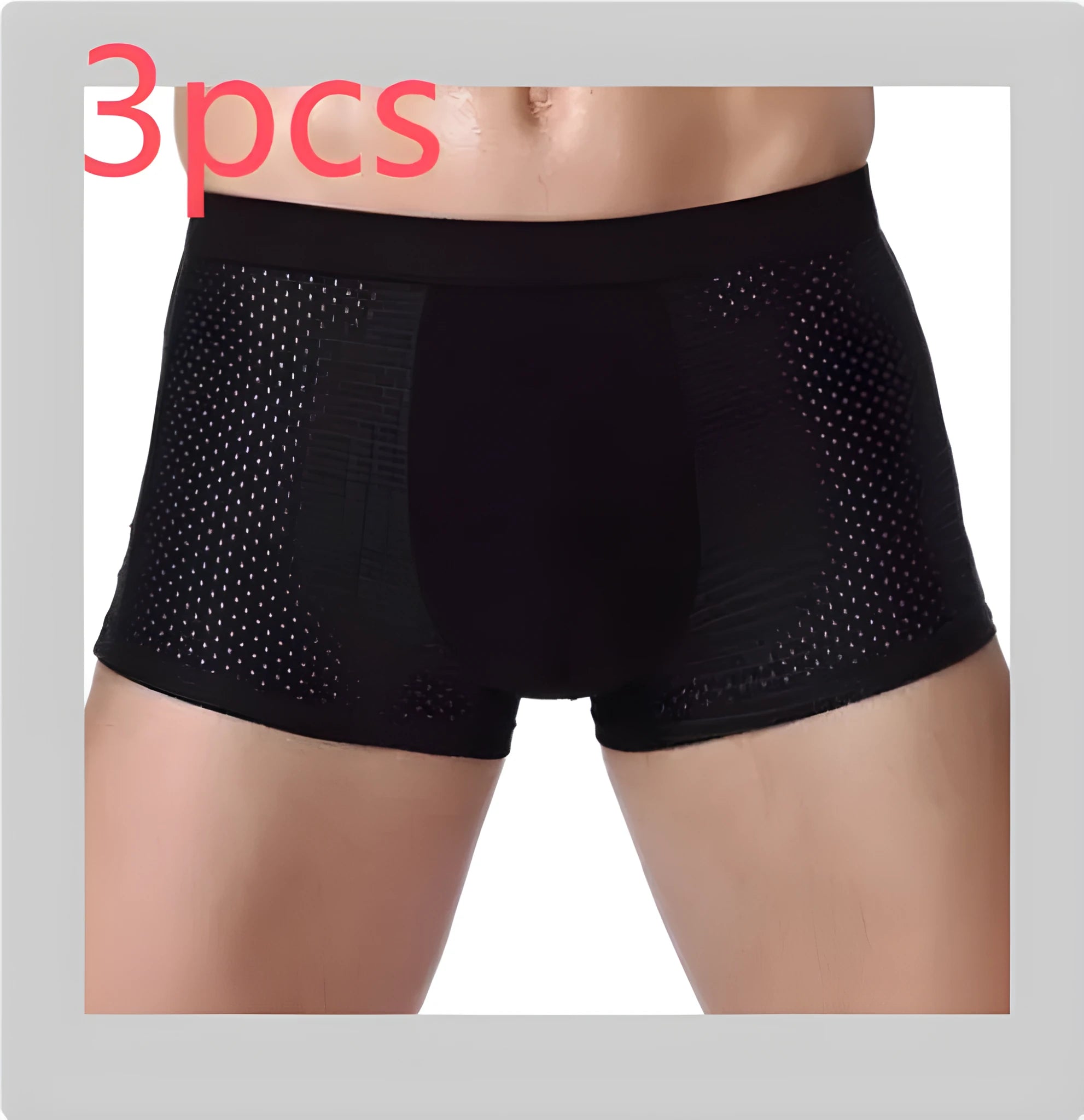 Men's ice silk modal boxer briefs with U-convex design in multiple colours on white background