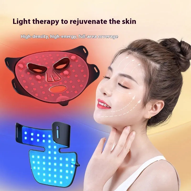 Black LED photon therapy face mask for home skin care treatment.