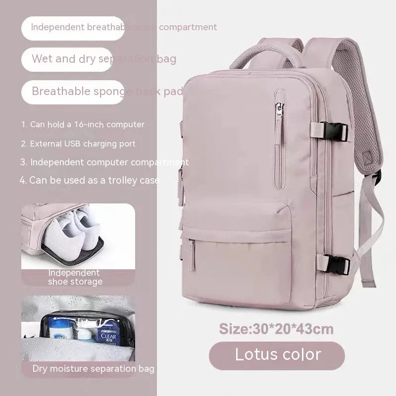 Large black waterproof nylon mummy backpack with zipped compartments.