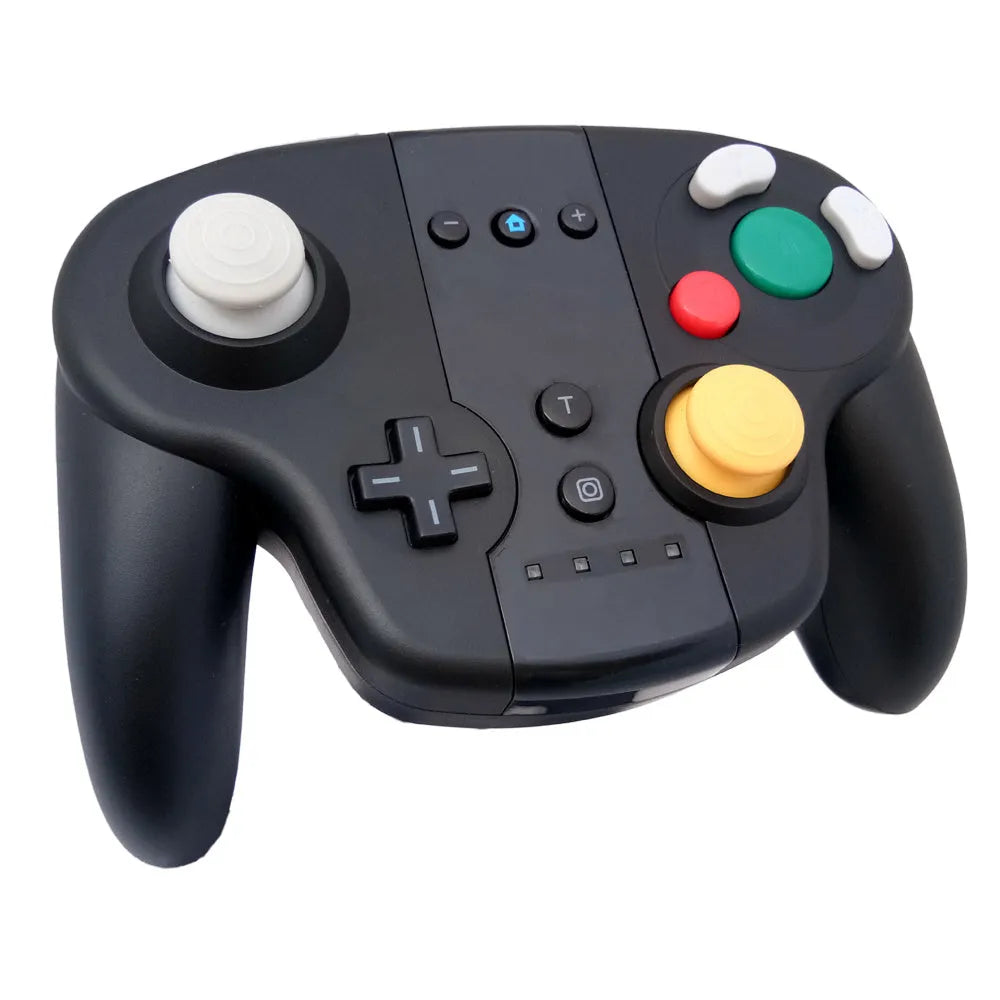 Black wireless gamepad controller with NFC for Nintendo Switch and Windows PC