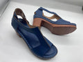 Women's open toe wedge sandals with Roman buckle strap in synthetic PU material