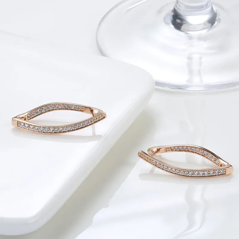 Geometric copper earrings with zircon accents in H0493 colour for women
