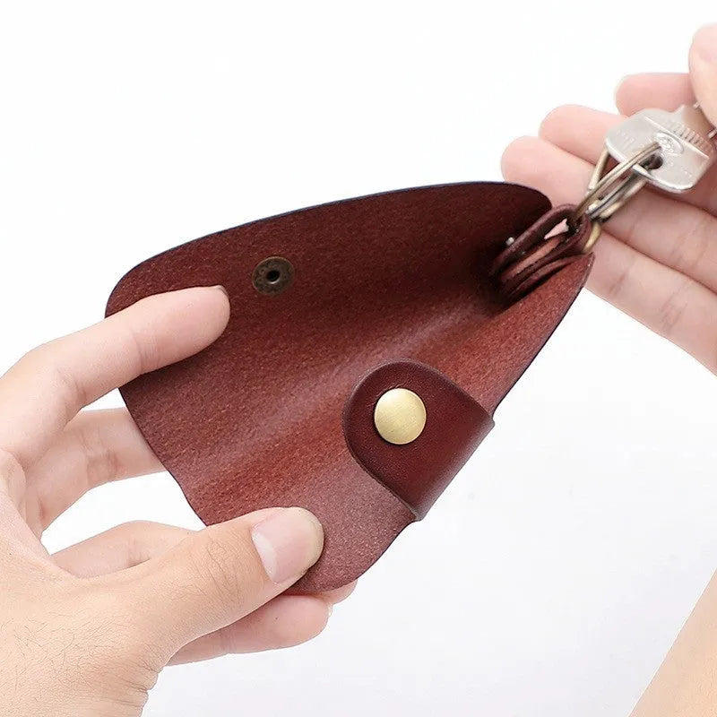 Genuine leather handmade key storage bag for car keys in short length style