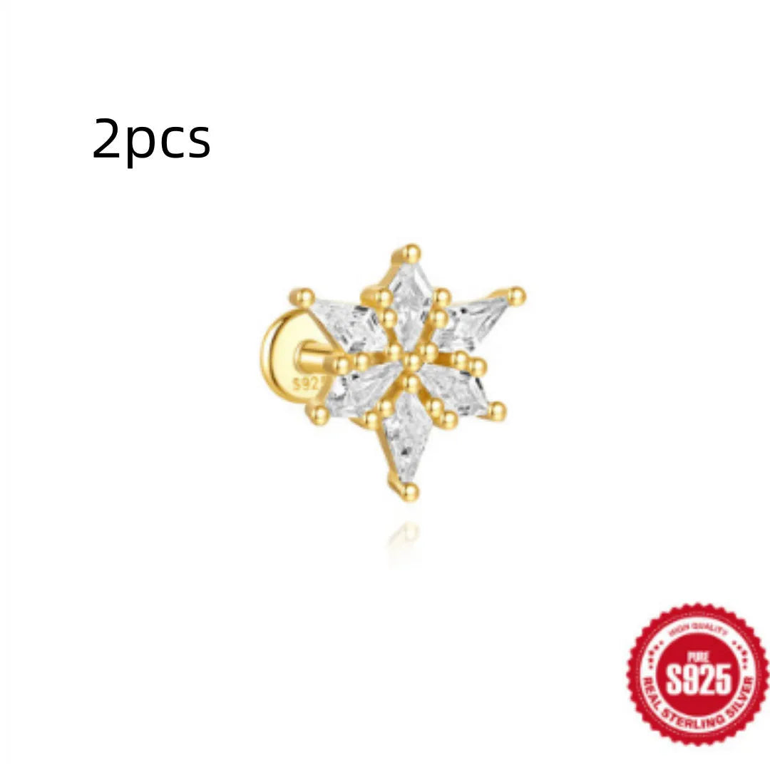 S925 sterling silver water drop earrings with flat spiral geometric design in gold colour