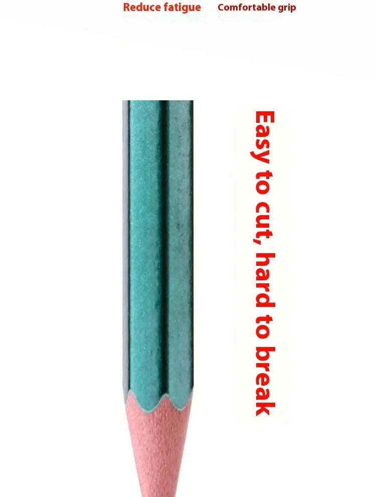 Green hexagonal wooden pencils with HB and 2B graphite grades in set of 10