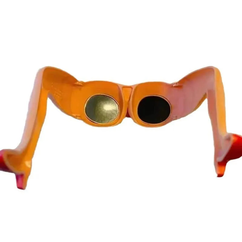 Orange personality leg hip sunglasses with oversized 15cm width frame design