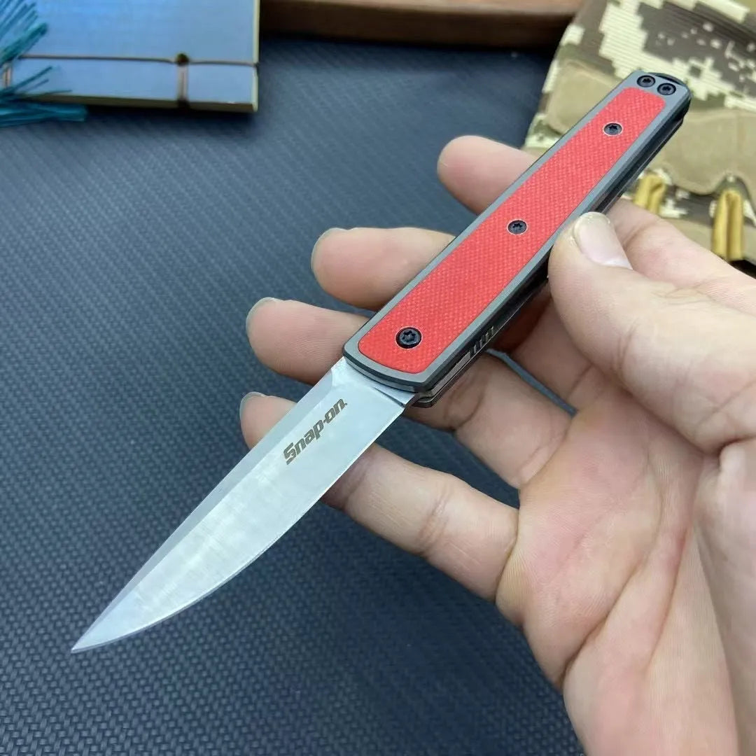 Folding fruit knife with stainless steel blade in black, coffee, or red colour options