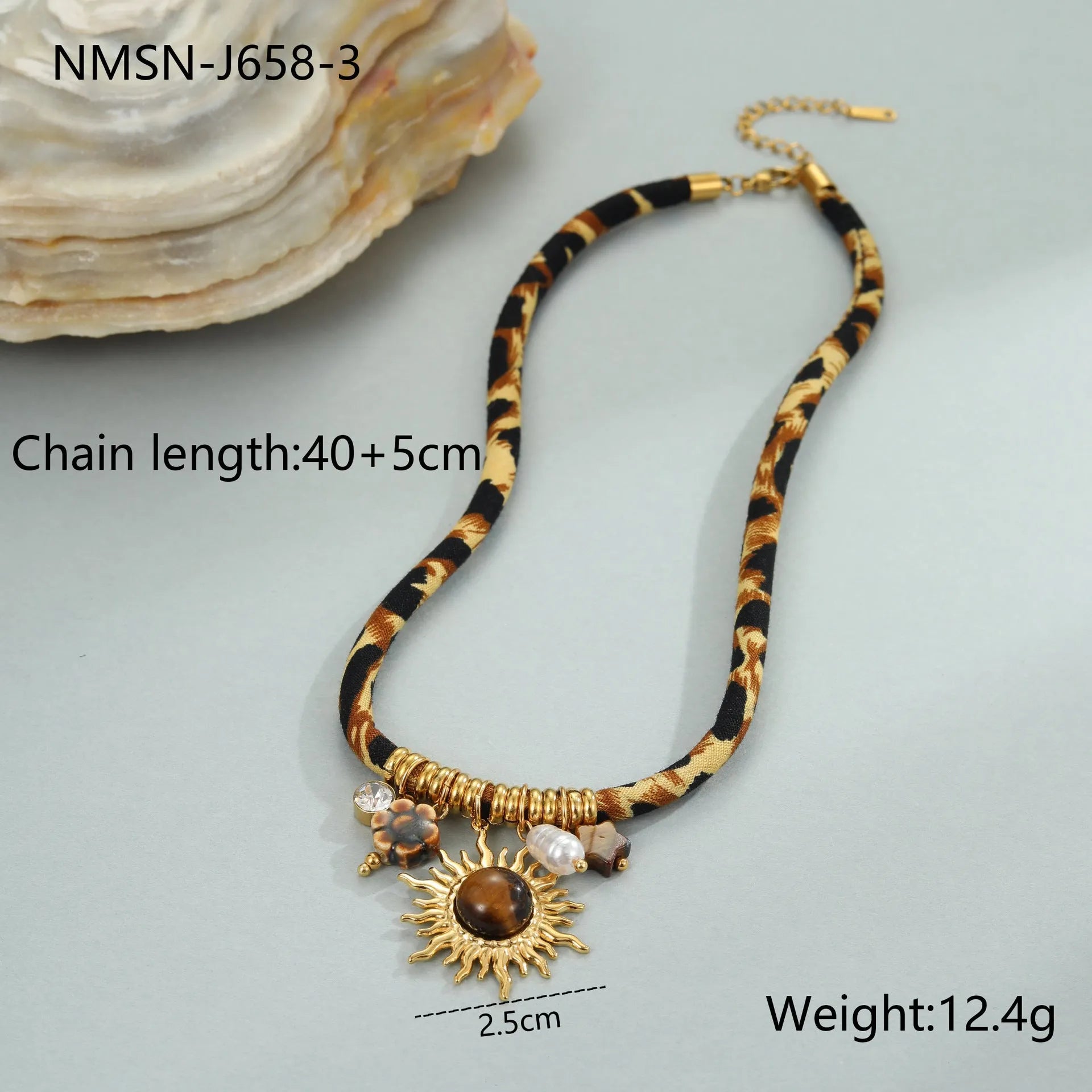 Stainless steel geometric necklace with gold electroplated finish and adjustable chain
