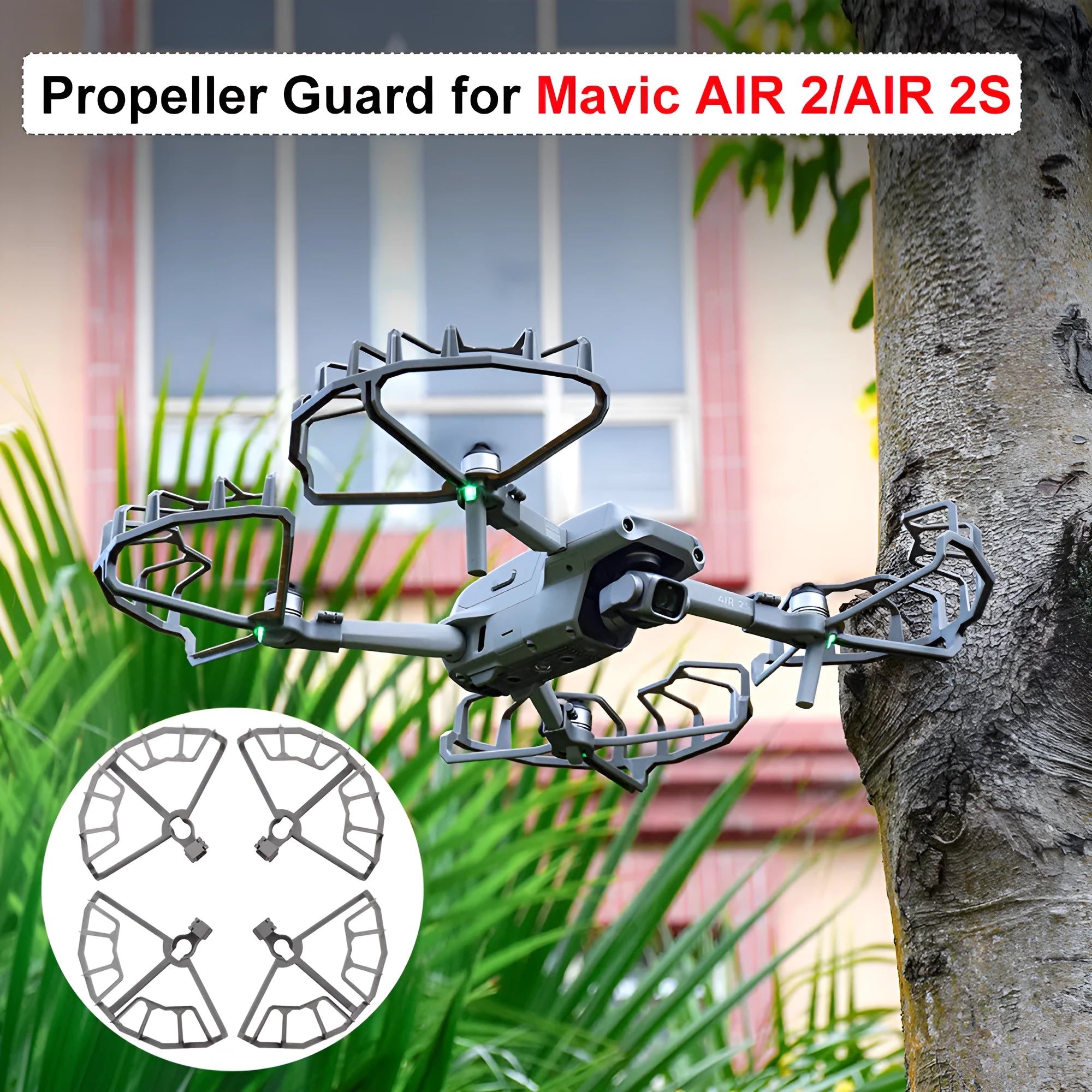 Grey ABS propeller guard ring for DJI Air 2 and Air 2S drones on a white background.
