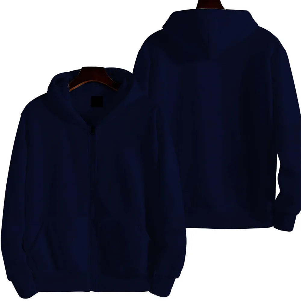 Men's loose fit solid colour sports zipper jacket in polyester spandex fabric