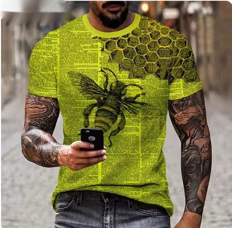 Men's black t-shirt with a detailed 3D fierce lion print on the front