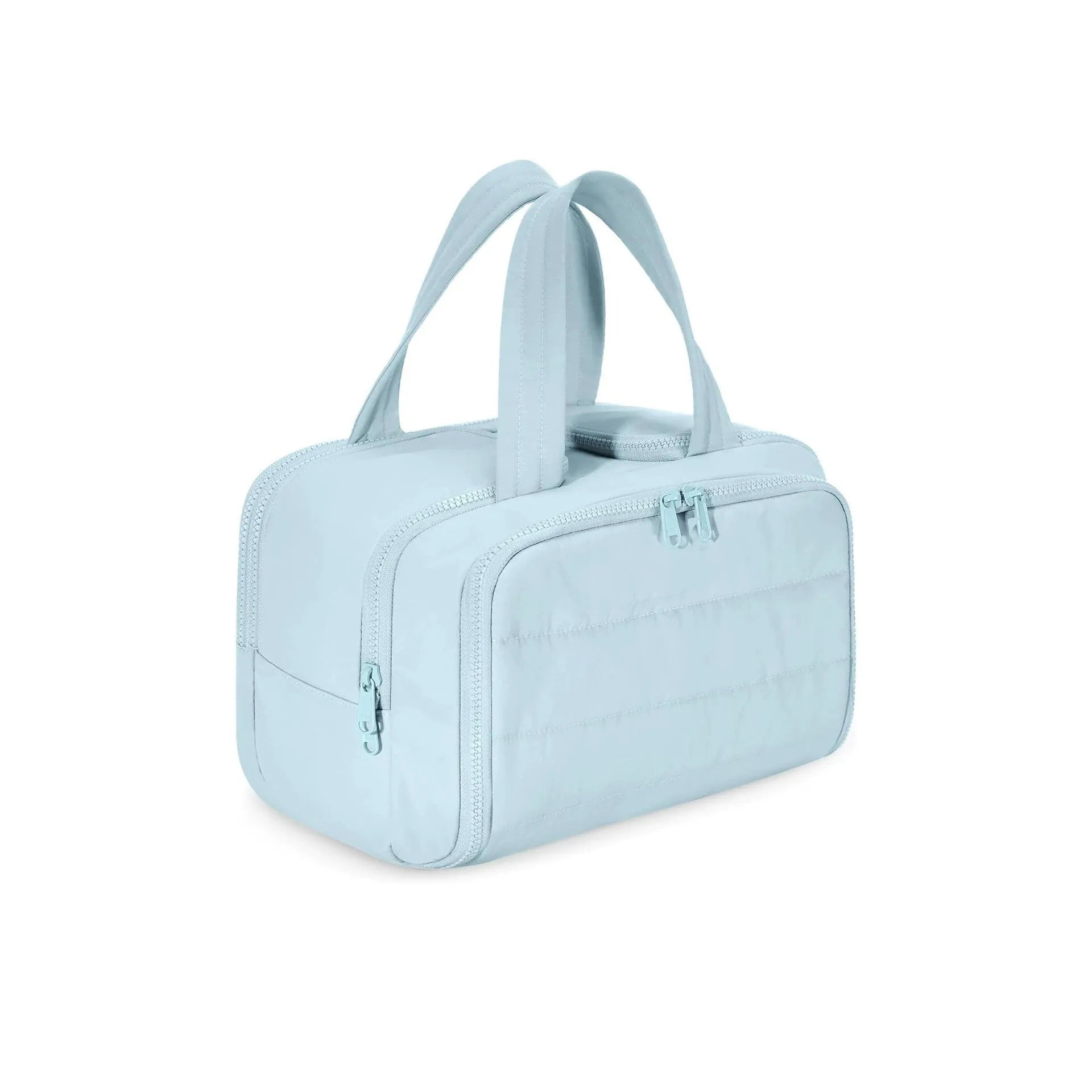 Large travel toiletry bag in lightweight polyester with wide opening, shown in available colours