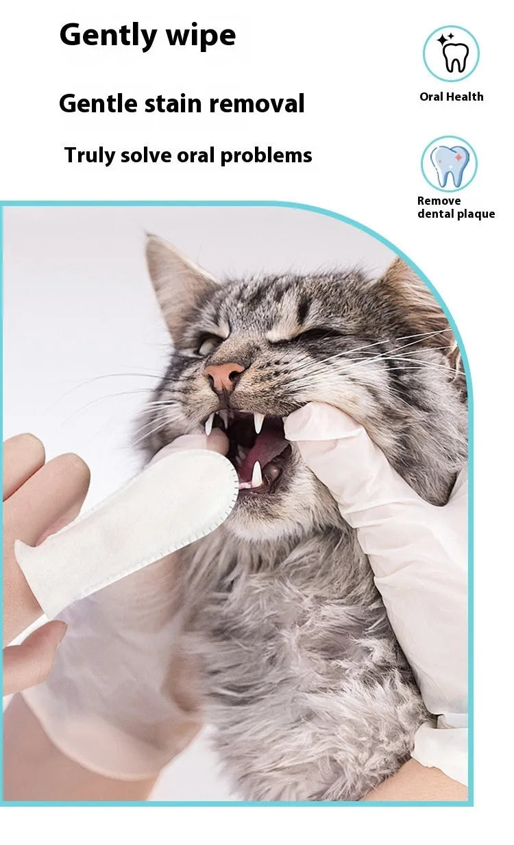 Pack of 50 white non-woven fabric finger stalls for pet dental cleaning
