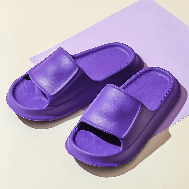 Soft EVA bathroom slippers with 3.5cm thick sole in seven colour options