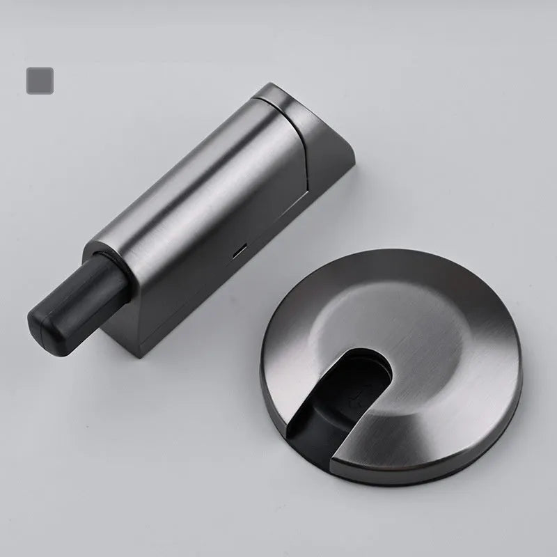 Zinc alloy invisible door stopper in modern design on a bedroom floor