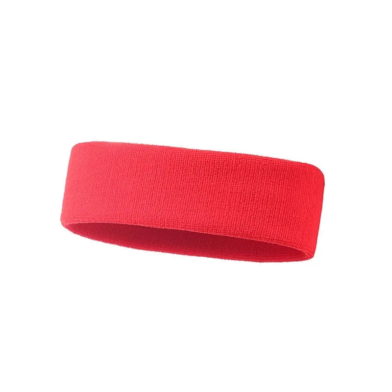 A widening sports sweat band in a solid colour, made from elastic polyester spandex material.