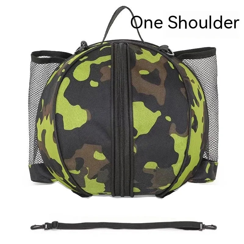 Oxford cloth basketball training bag in black, shown in one-shoulder and two-shoulder backpack styles