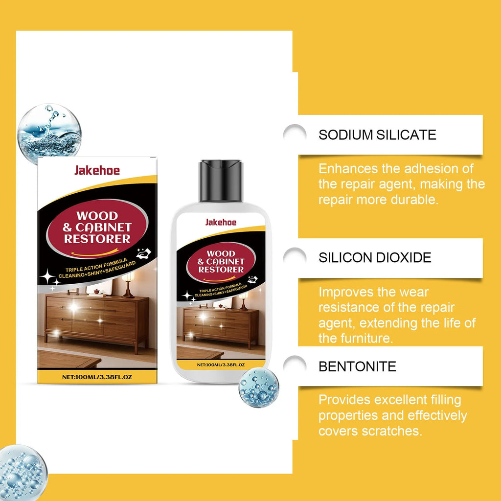 100ml wooden furniture scratch care solution bottle with microfibre towel for surface maintenance