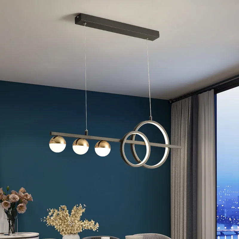 Rectangular black Nordic-style LED ceiling lamp with remote control on a white background.