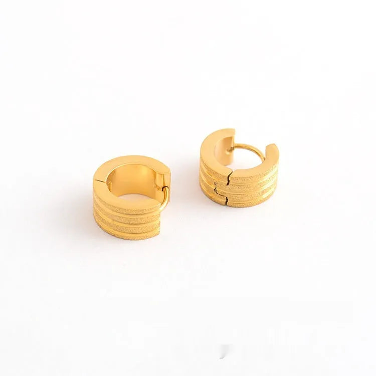 Geometric three-line frosted earrings in titanium steel with Korean style design