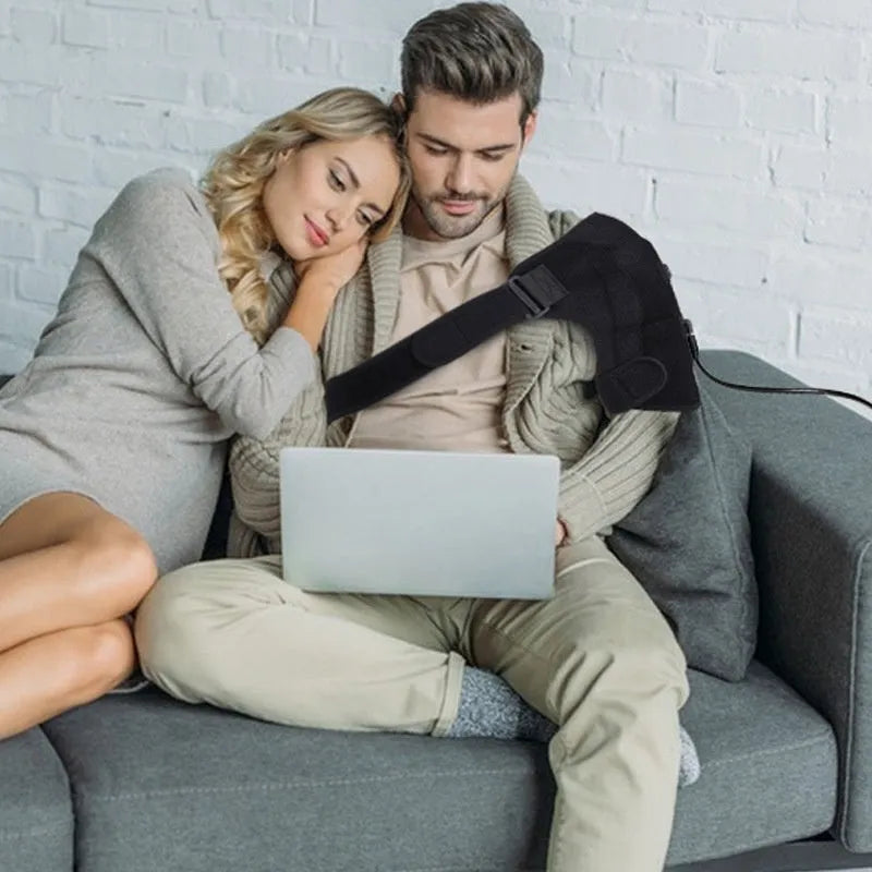 Electric heating USB shoulder pad with free size padded design and plug-in connector
